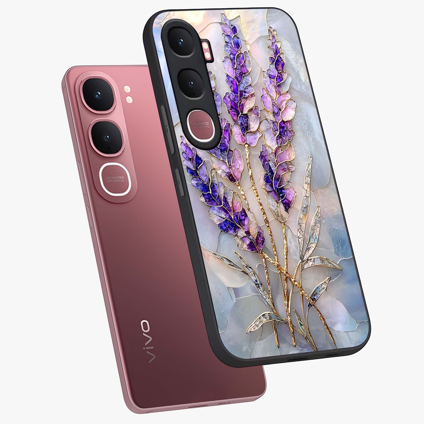 Lavender Dream Glow Glass Case displayed in angled mockup highlighting dreamy purple glow design with soft artistic style.