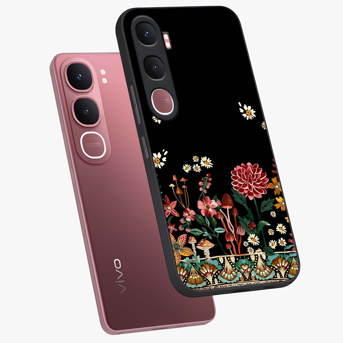 Midnight Bloom Pattern Glass Case displayed in angled mockup highlighting elegant flower design with midnight aesthetic style.