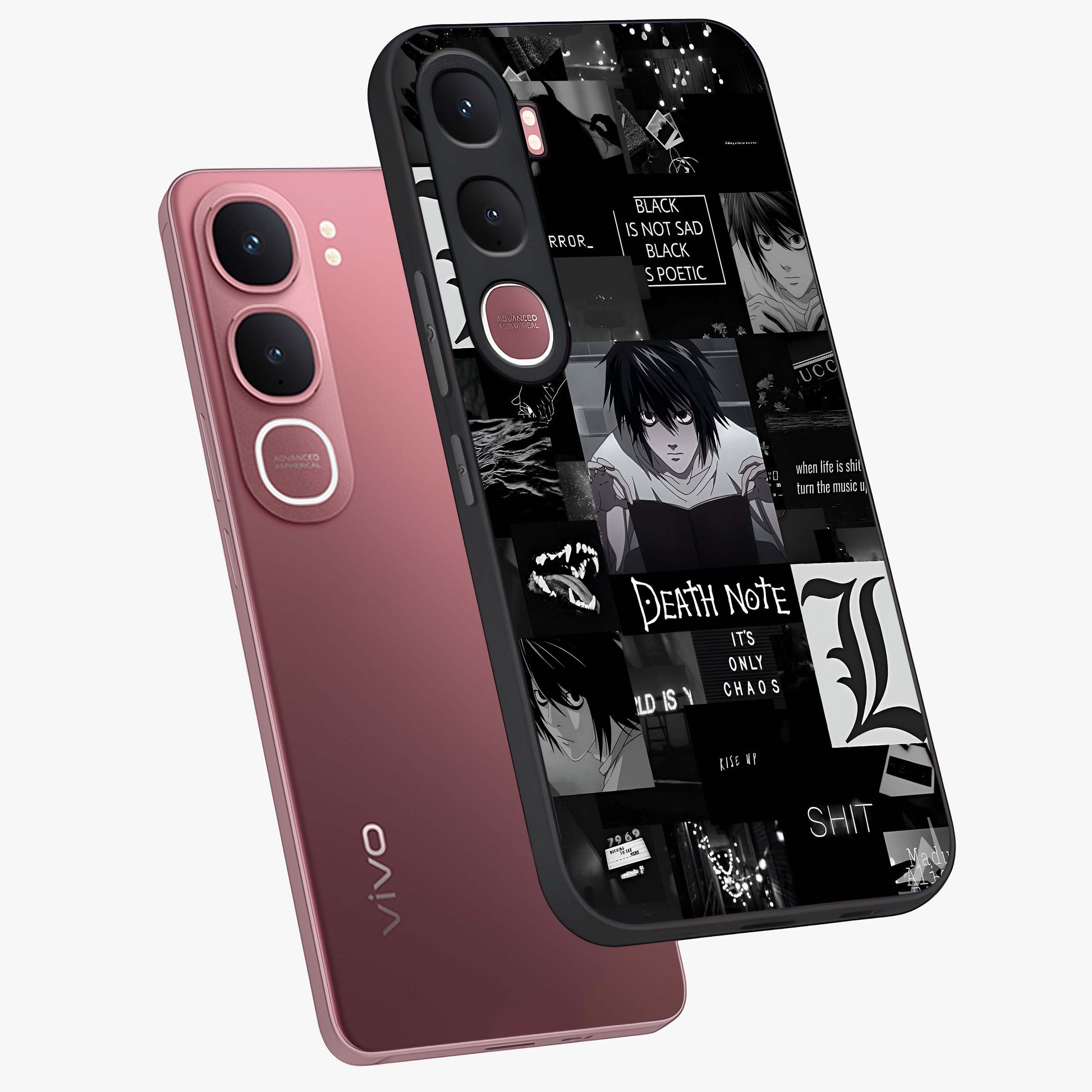 Midnight Chaos Mind Glass Case displayed in angled mockup highlighting chaotic artistic design with dramatic midnight aesthetic.