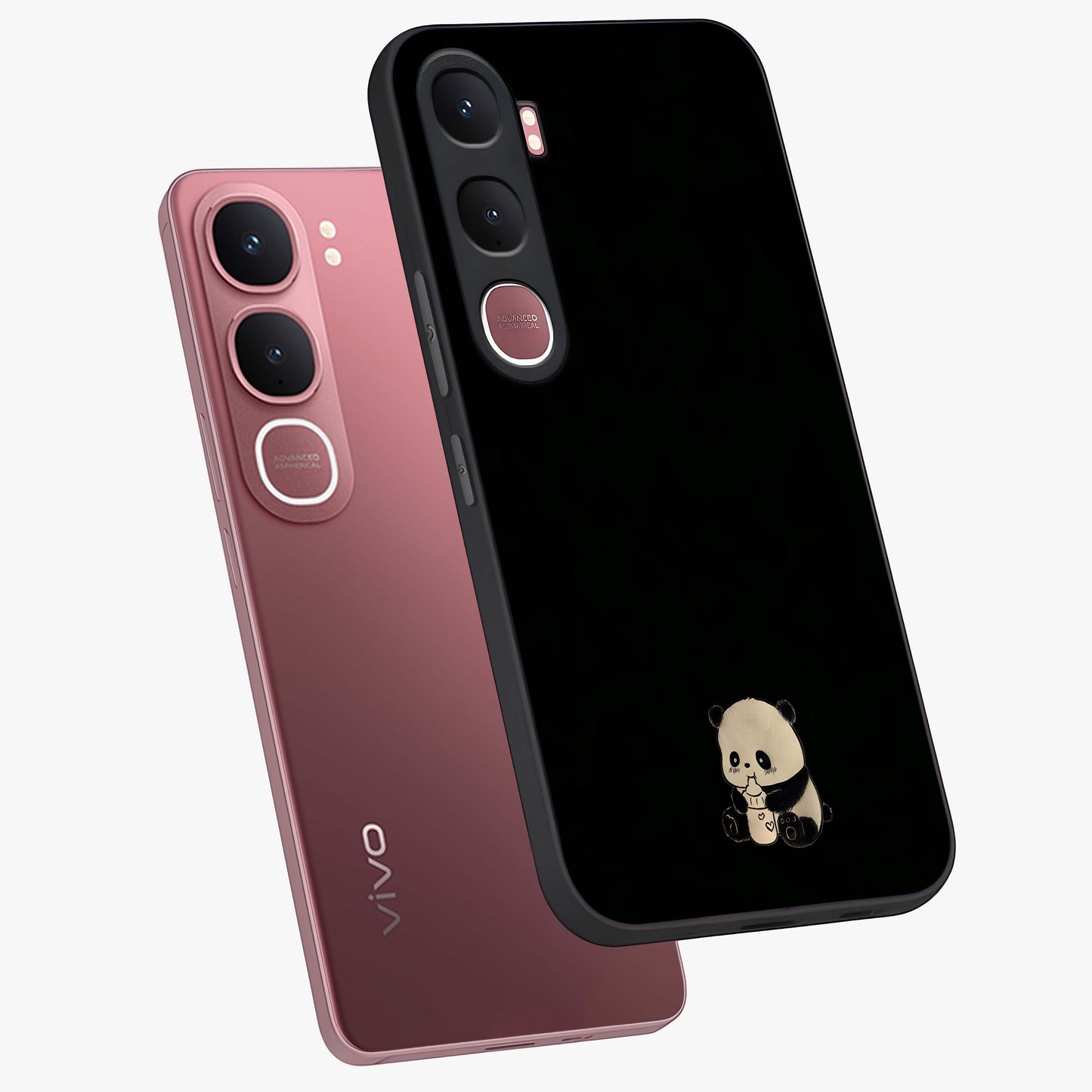 Midnight Panda Love Glass Case displayed in angled mockup highlighting adorable panda illustration with midnight aesthetic.