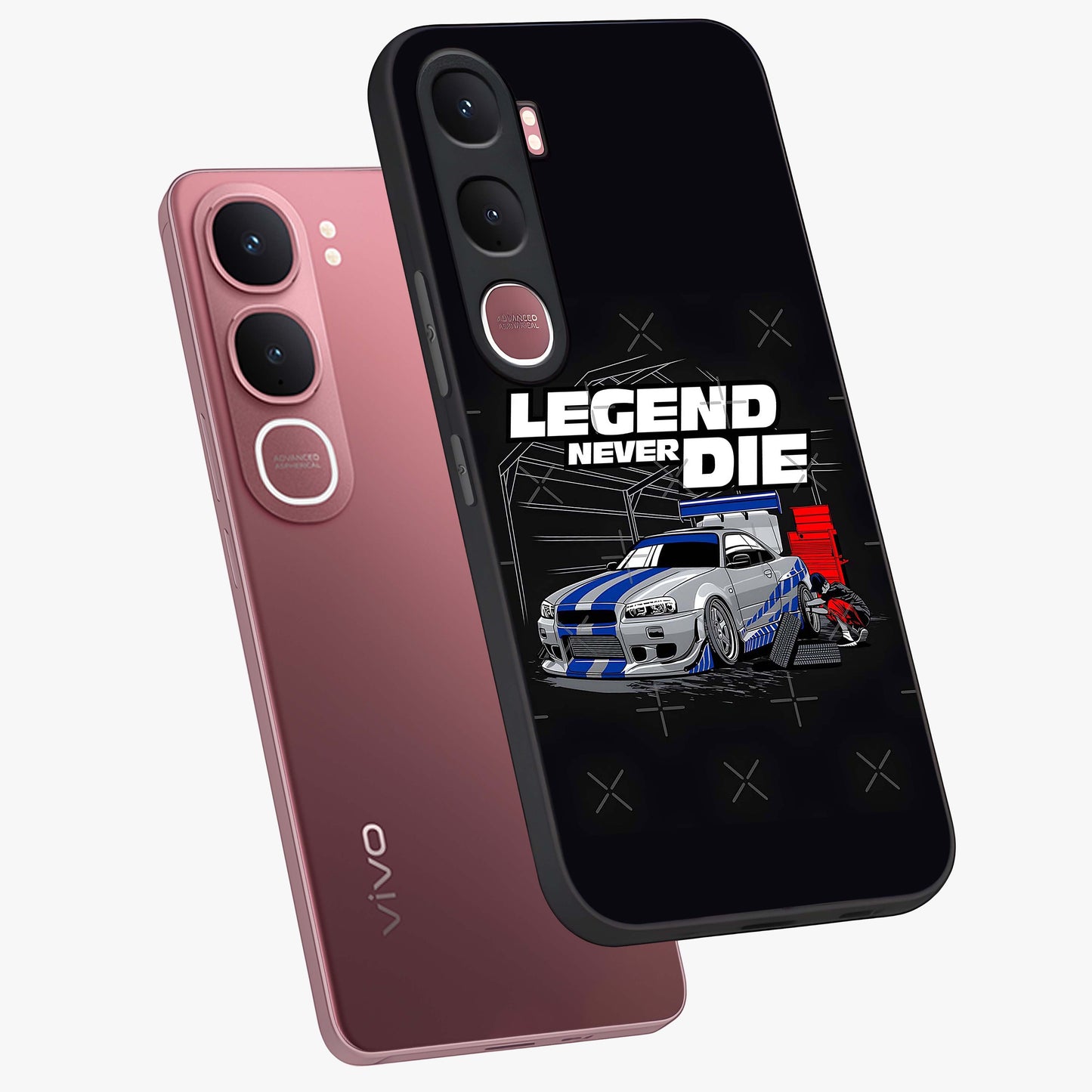 Midnight Racing Legacy Glass Case displayed in angled mockup highlighting dynamic automotive design with bold midnight aesthetic.