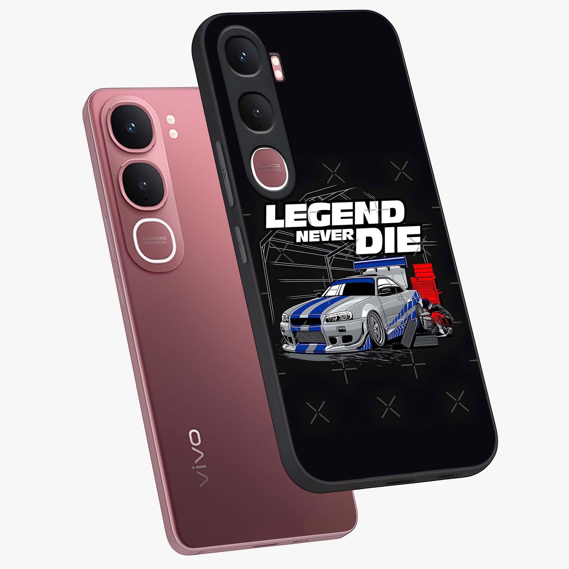 Midnight Racing Legacy Glass Case displayed in angled mockup highlighting dynamic automotive design with bold midnight aesthetic.
