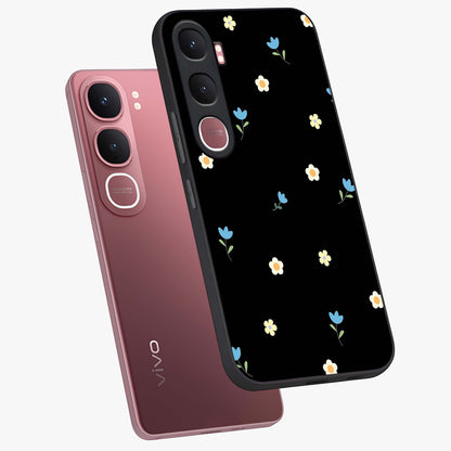 Minimal Petal Whispers Glass Case displayed in angled mockup highlighting delicate petal design with clean minimal aesthetic.