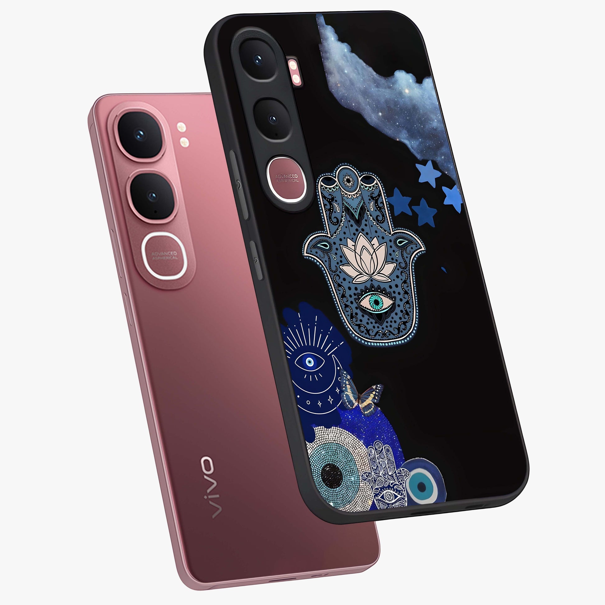 Mystic Hand Aura Glass Case displayed in angled mockup highlighting magical aura design with spiritual aesthetic style.
