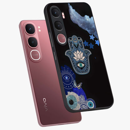 Mystic Hand Aura Glass Case displayed in angled mockup highlighting magical aura design with spiritual aesthetic style.