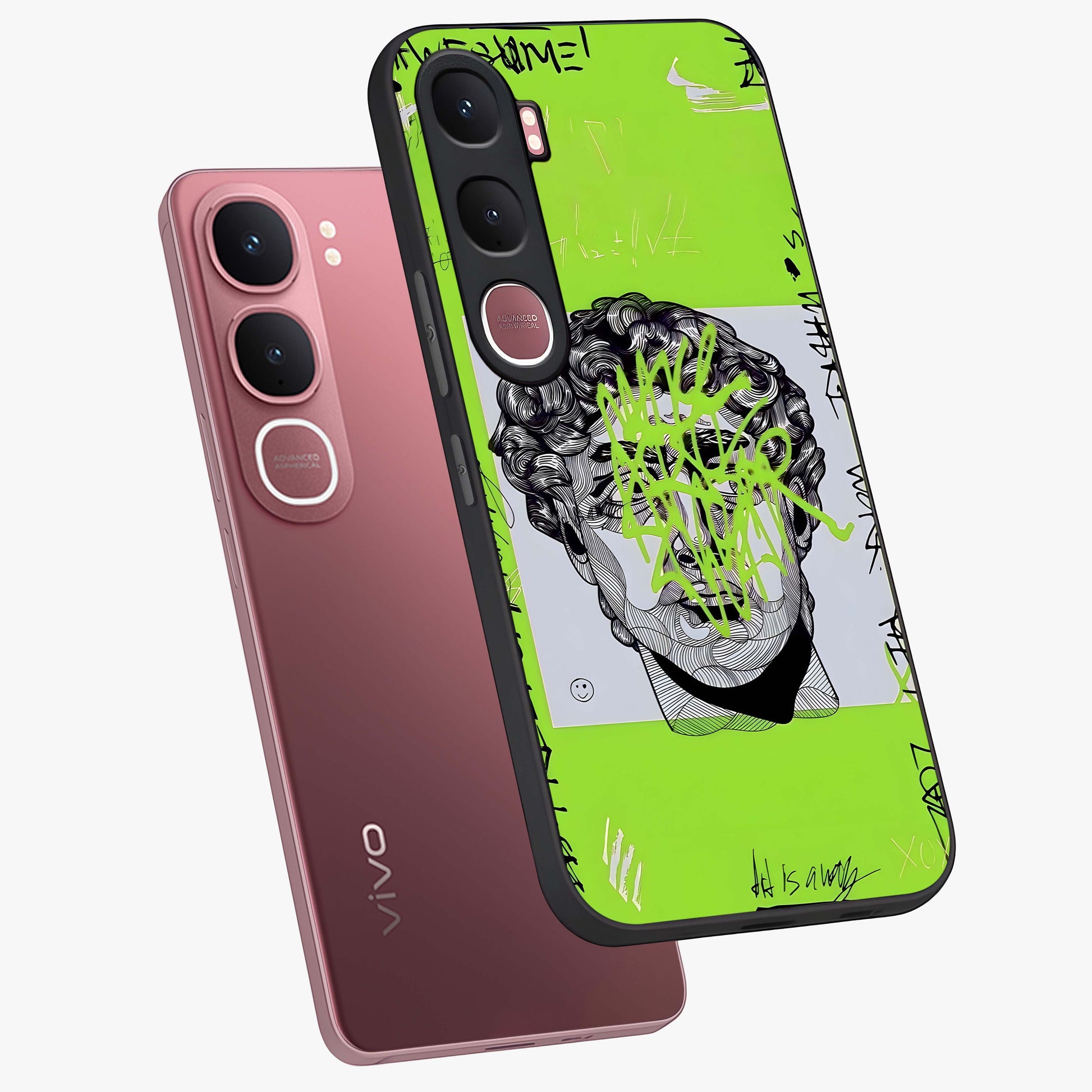 Neo Graffiti Rebellion Glass Case displayed in angled mockup highlighting urban street art design with rebellious aesthetic.