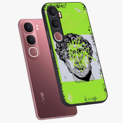 Neo Graffiti Rebellion Glass Case displayed in angled mockup highlighting urban street art design with rebellious aesthetic.