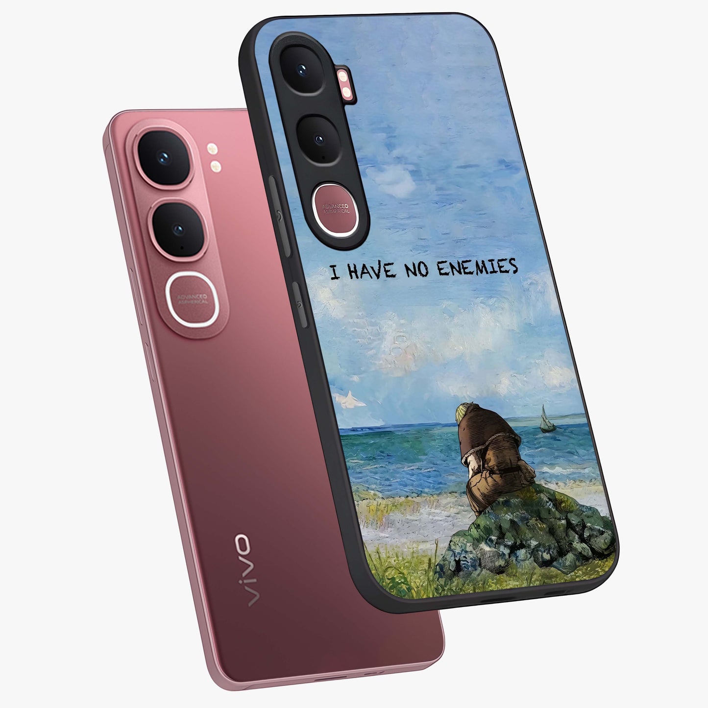 Peace Beyond War Glass Case displayed in angled mockup highlighting meaningful message design with artistic aesthetic style.