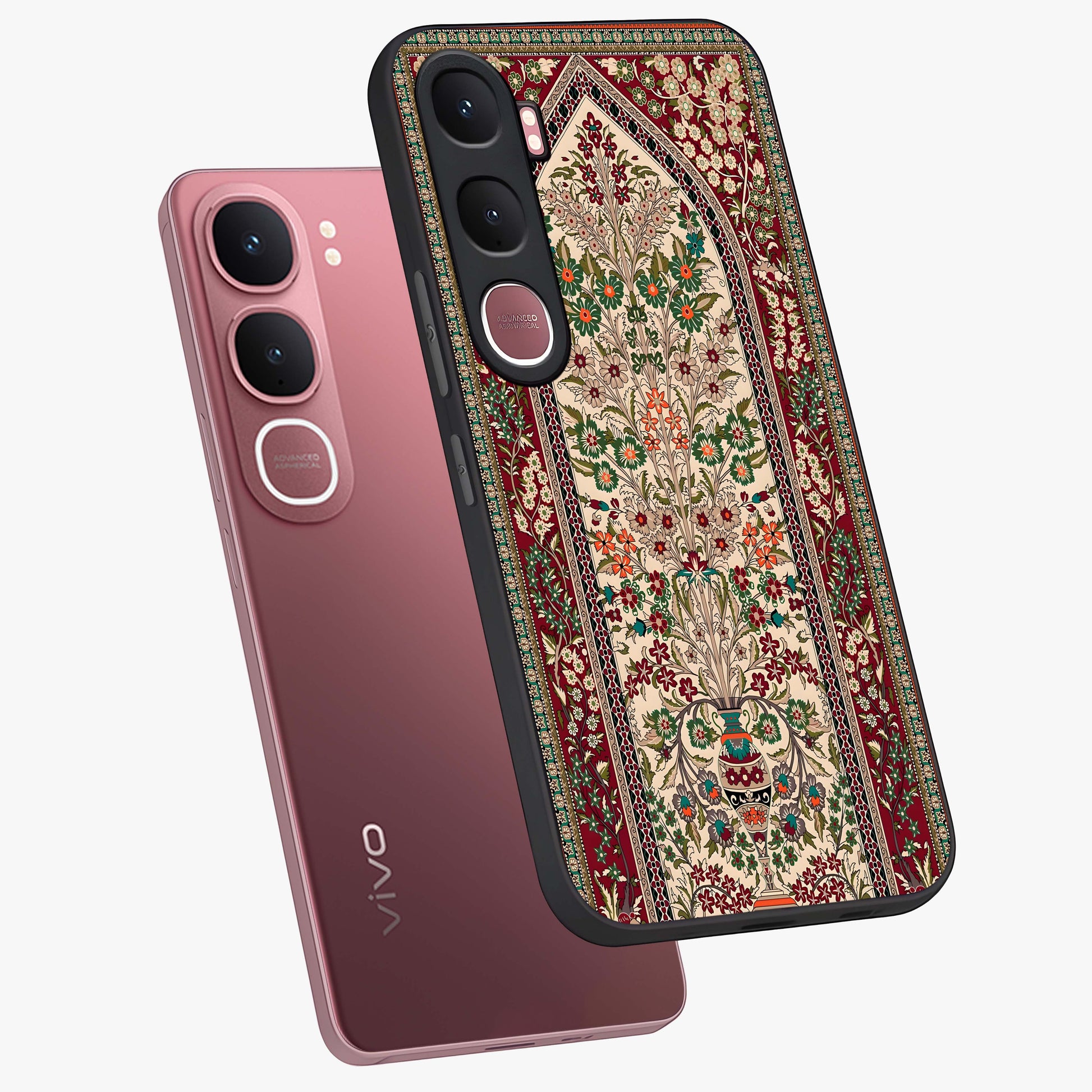 Persian Inspired Glass Case displayed in angled mockup highlighting intricate traditional design with elegant cultural aesthetic.