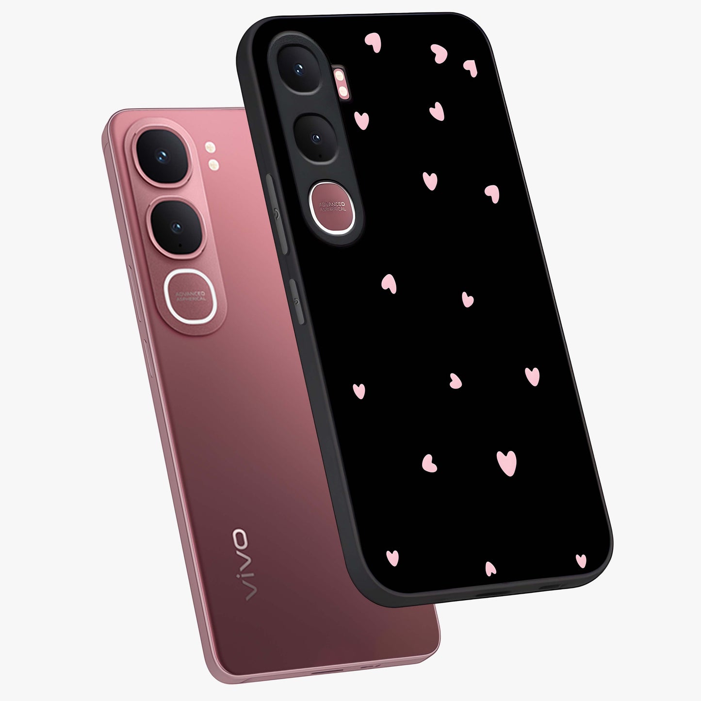 Pink Love Drops Glass Case displayed in angled mockup highlighting cute love drop design with vibrant pink aesthetic.