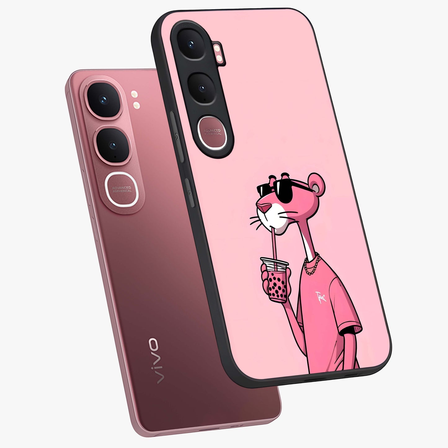Pink Panther Glass Case displayed in angled mockup highlighting playful cartoon character design with vibrant pink aesthetic.