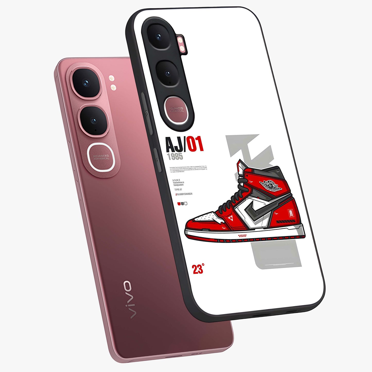Retro Sneaker Blueprint Glass Case displayed in angled mockup highlighting detailed shoe design with sporty retro aesthetic.
