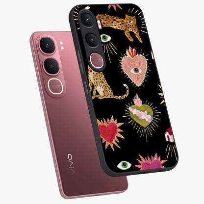 Sacred Jungle Heart Glass Case displayed in angled mockup highlighting lush tropical design with natural aesthetic style.