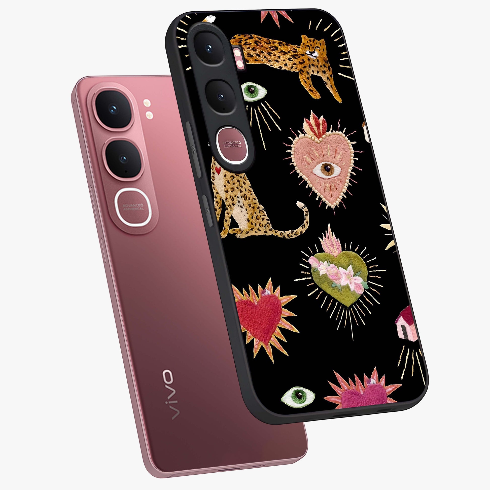 Sacred Jungle Heart Glass Case displayed in angled mockup highlighting lush tropical design with natural aesthetic style.