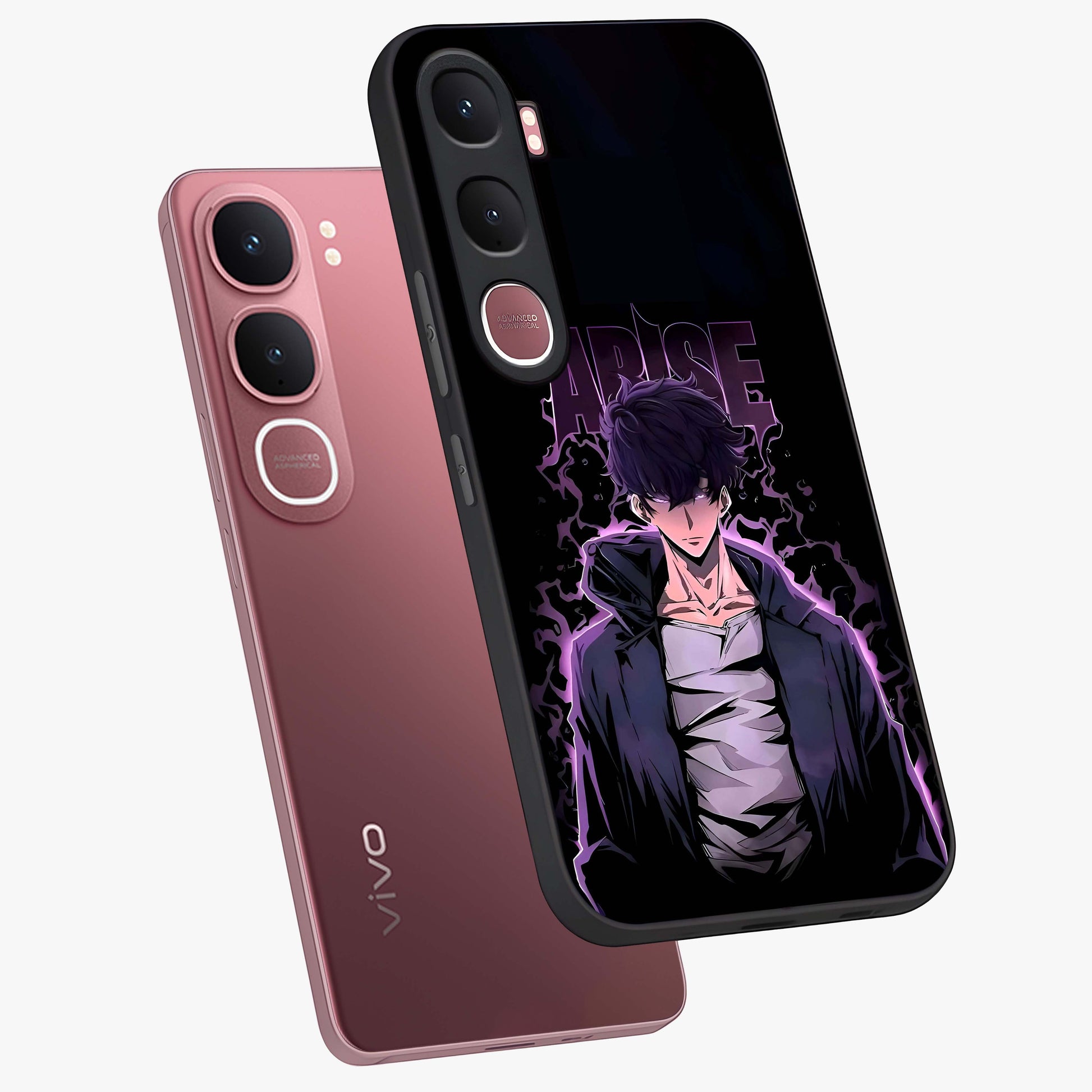 Shadow Monarch Awakening Glass Case displayed in angled mockup highlighting dramatic shadow warrior design with fantasy aesthetic.