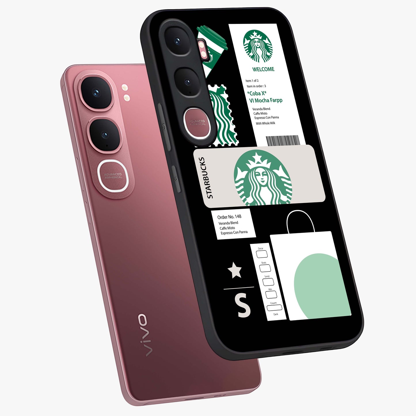 Starbucks Mocha Glass Case displayed in angled mockup highlighting stylish mocha themed design with cozy café aesthetic.