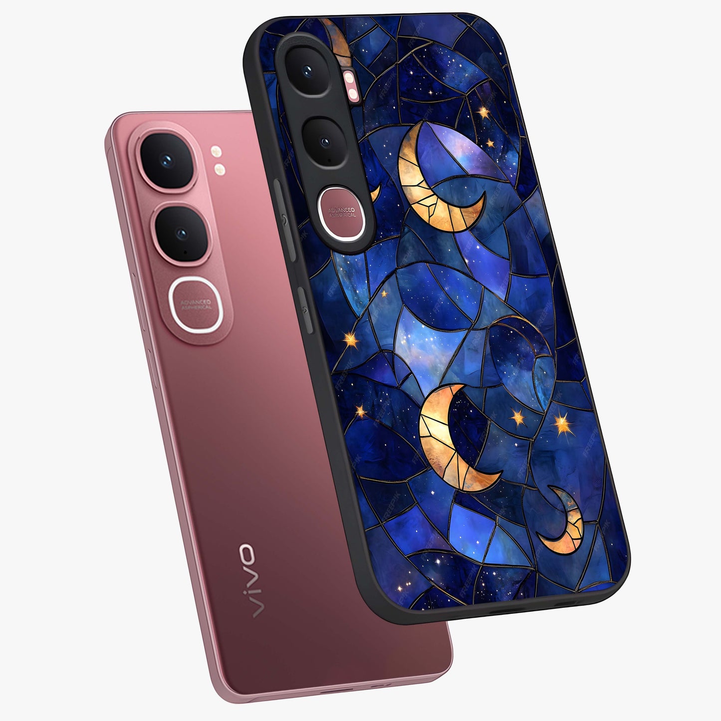 Starlit Sky Tapestry Glass Case displayed in angled mockup highlighting celestial night pattern with artistic aesthetic style.