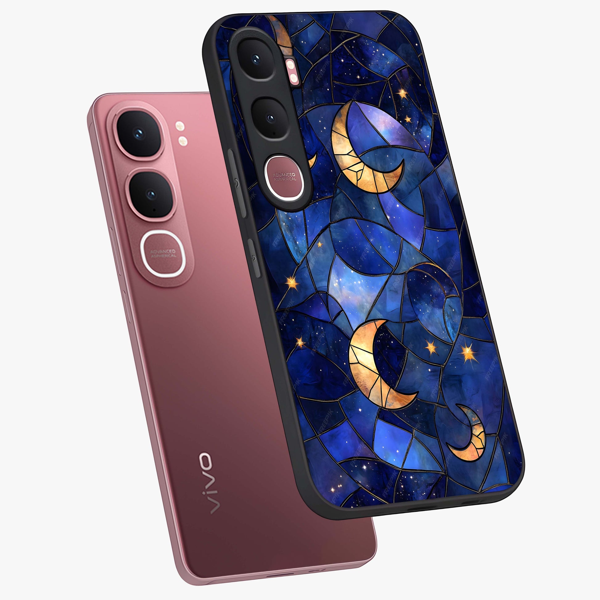 Starlit Sky Tapestry Glass Case displayed in angled mockup highlighting celestial night pattern with artistic aesthetic style.