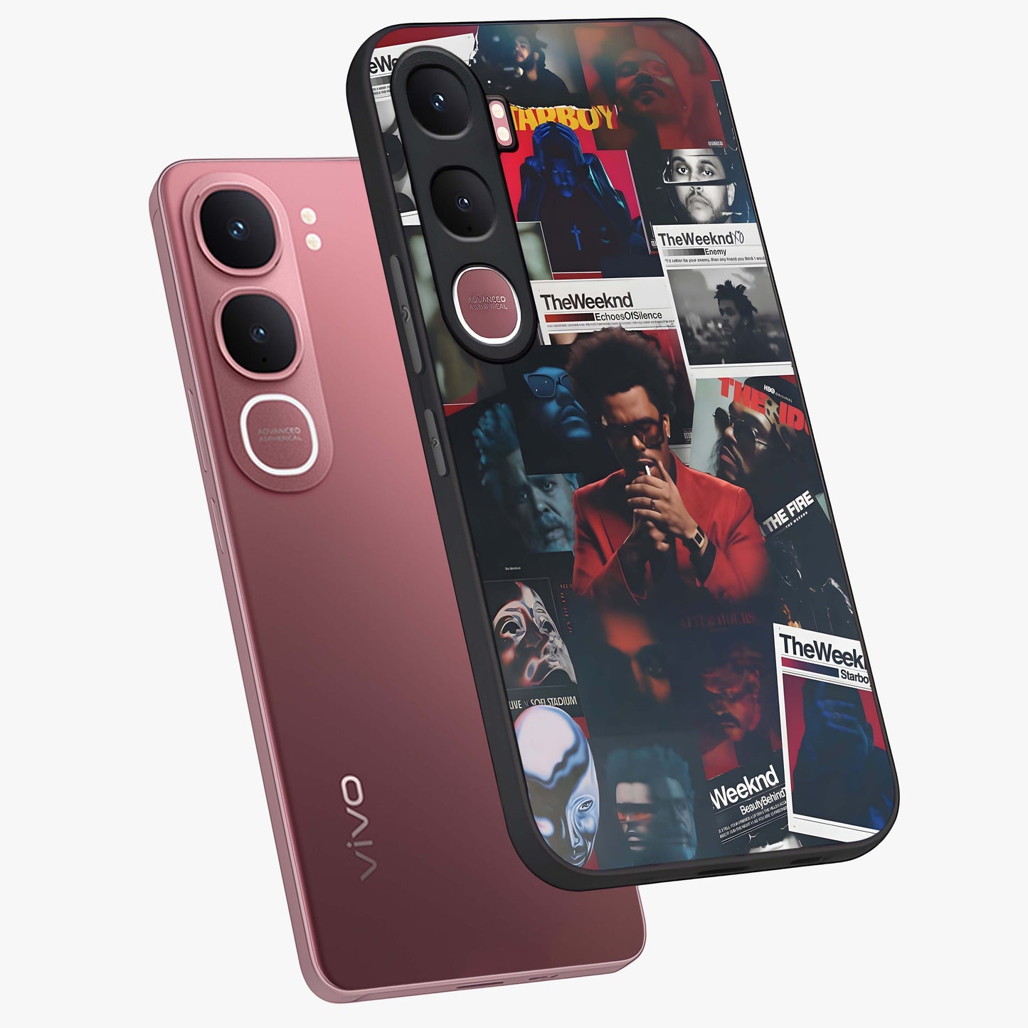 The Weeknd Glass Case displayed in angled mockup highlighting stylish pop culture inspired design with modern aesthetic.
