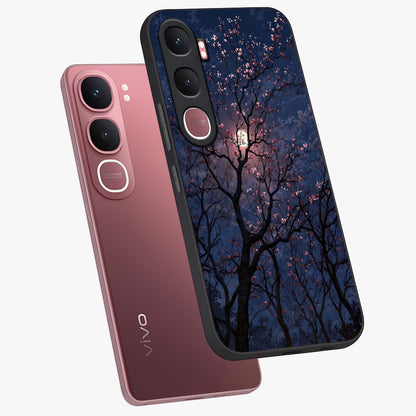 Twilight Sakura Serenade Glass Case displayed in angled mockup highlighting delicate sakura flower design with dreamy aesthetic.