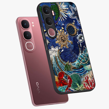 Universe Underwater Spark Glass Case displayed in angled mockup highlighting glowing aquatic design with celestial aesthetic.