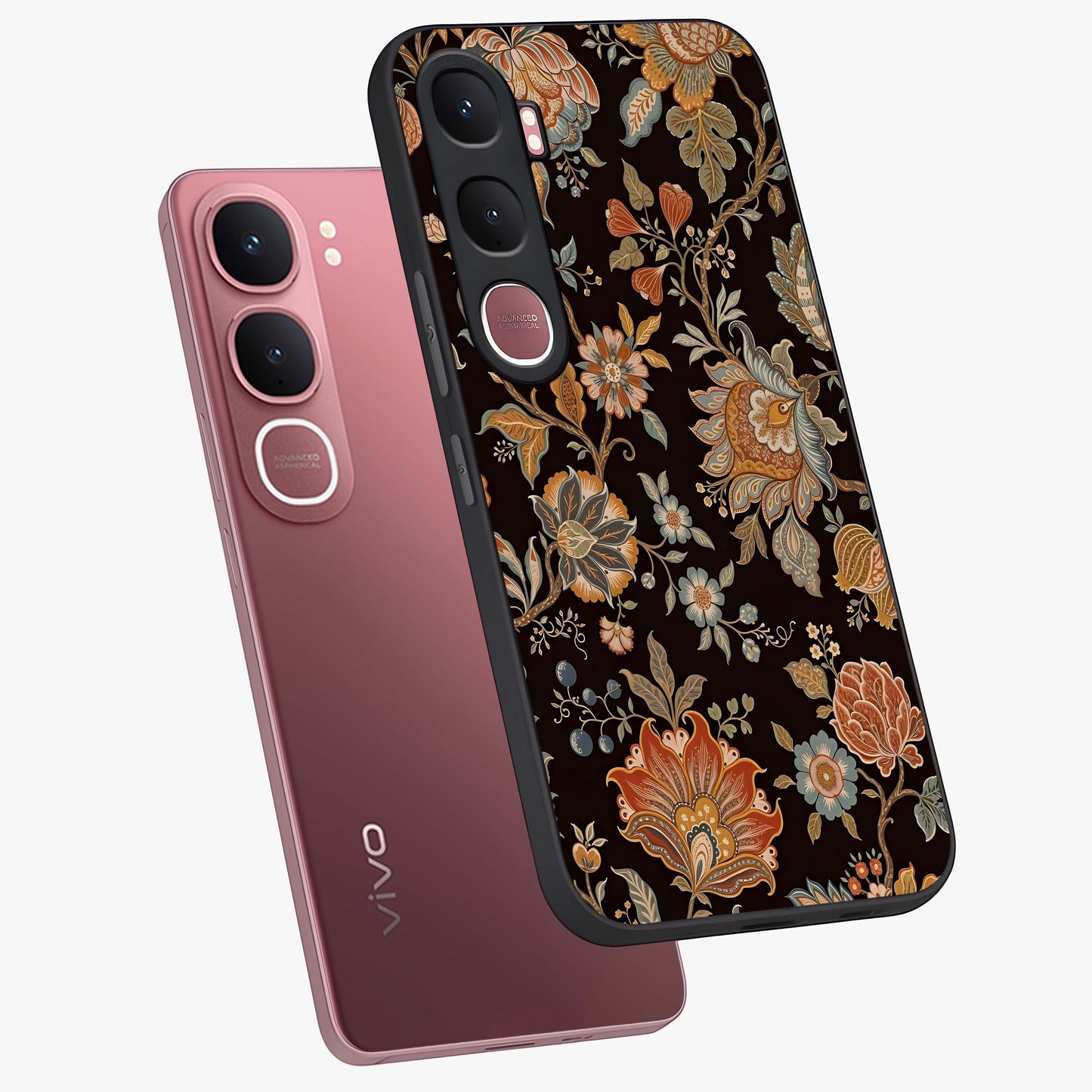 Vintage Floral Dream Glass Case displayed in angled mockup highlighting elegant vintage flower design with soft aesthetic style.