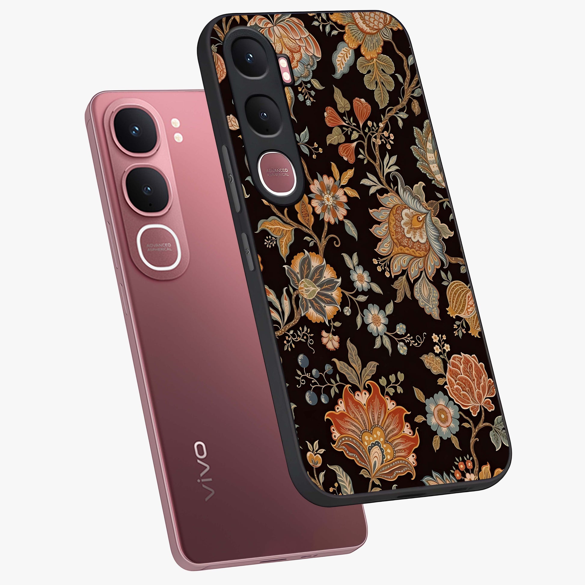Vintage Floral Dream Glass Case displayed in angled mockup highlighting elegant vintage flower design with soft aesthetic style.