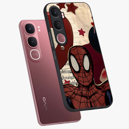 Web Warrior Vibes Glass Case displayed in angled mockup highlighting dynamic web design with comic style aesthetic.