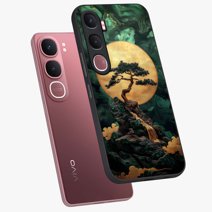 Zen Moon Rise Glass Case displayed in angled mockup highlighting peaceful lunar design with zen aesthetic style.