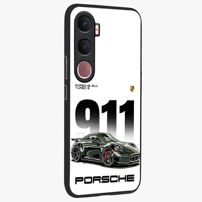911 Turbo Dominance Glass Case upright perspective showcasing powerful racing design and modern automotive aesthetic.