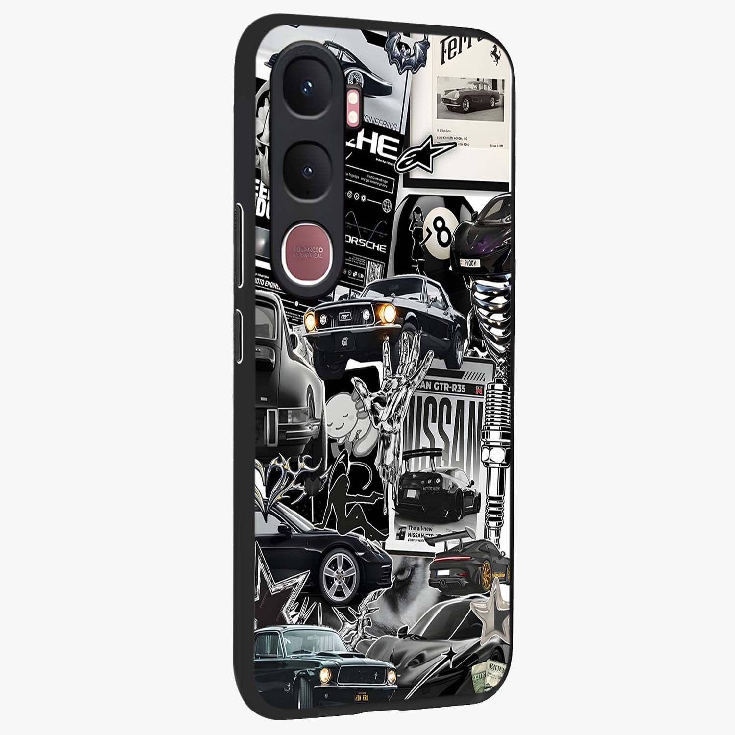 Aesthetic Dark Love Glass Case upright view showcasing dramatic romantic artwork with modern aesthetic style.