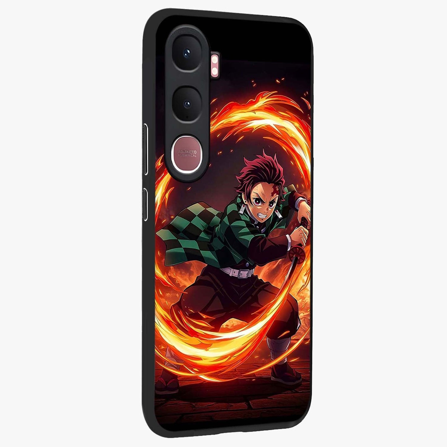 Blazing Sword Resolve Glass Case upright view showcasing dramatic warrior inspired artwork with intense visual style.