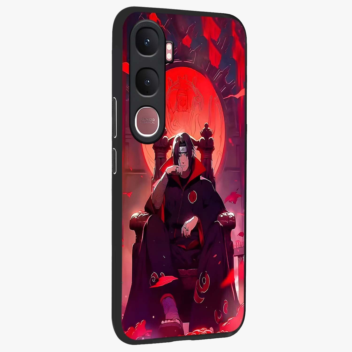 Blood Moon Sovereign Glass Case upright view showcasing powerful moon inspired artwork with cosmic aesthetic style.