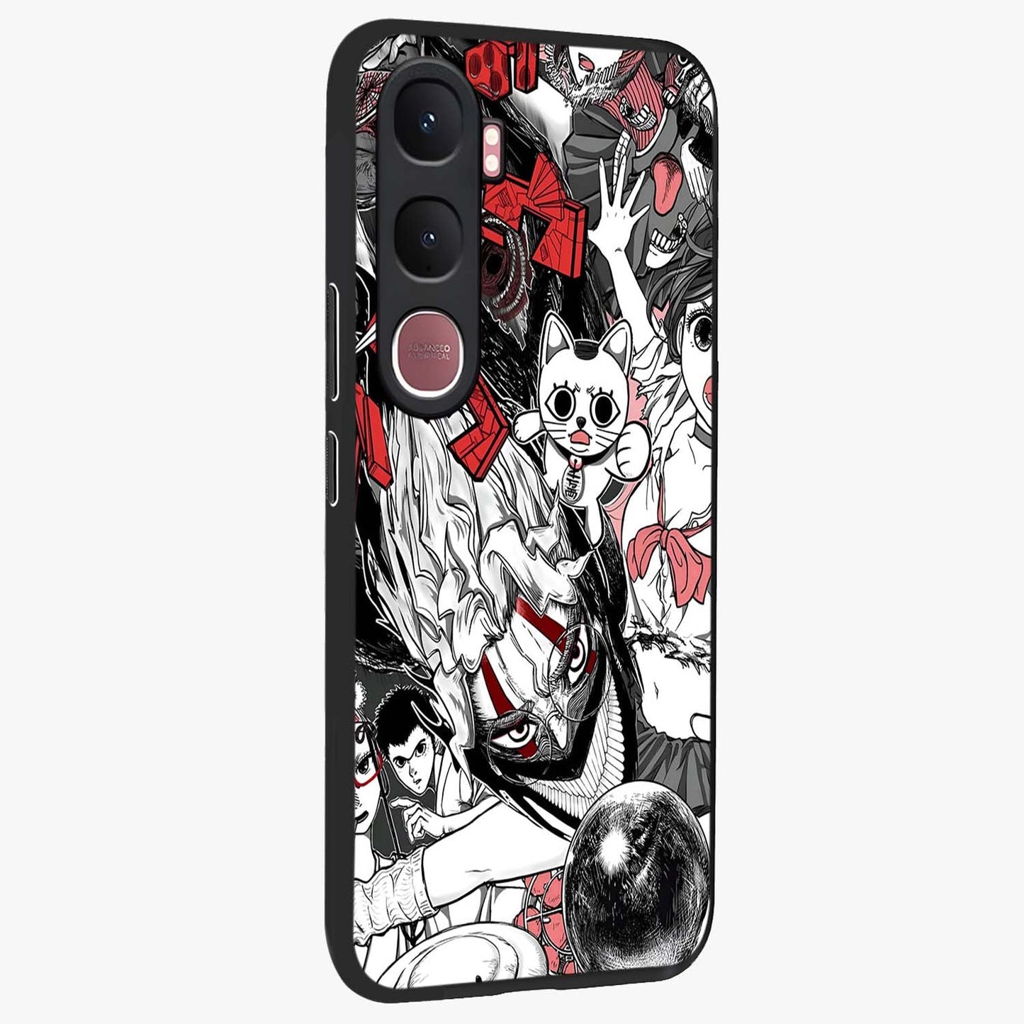 Crimson Chaos Panel Glass Case upright view showcasing intense crimson artwork with dramatic aesthetic style.