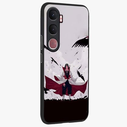 Crimson Crow Ascension Glass Case upright view showcasing dramatic crow artwork with bold gothic theme.