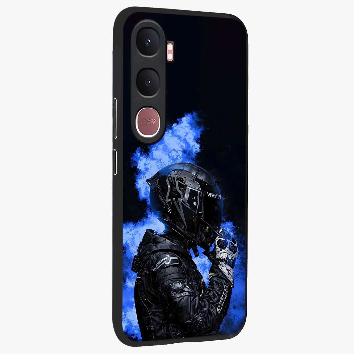 Cyber Sentinel Protocol Glass Case upright view showcasing advanced cyber sentinel artwork with futuristic tech theme.