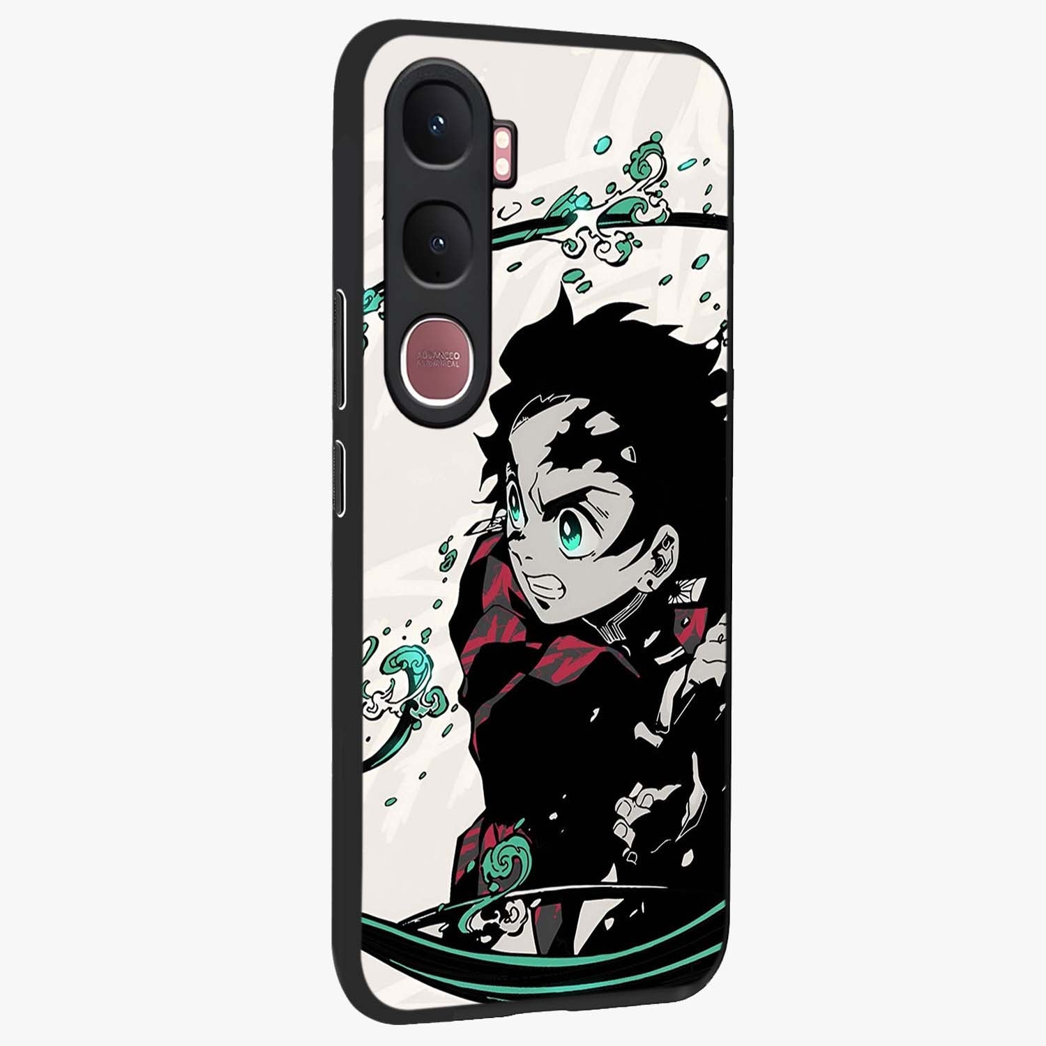 Demon Slayer Glass Case upright view showcasing powerful anime artwork with intense warrior theme.