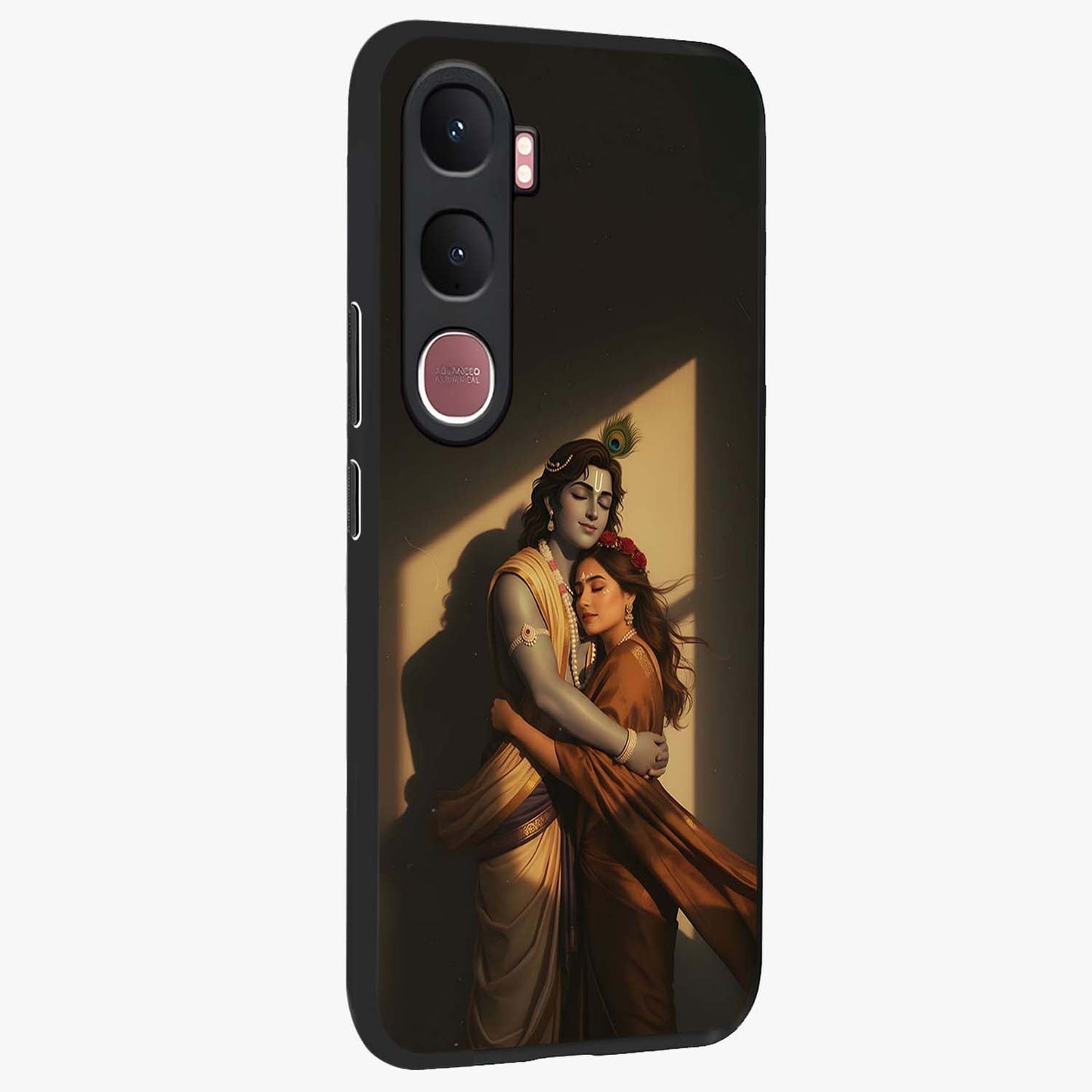 Divine Eternal Love Glass Case upright view showcasing graceful spiritual artwork with eternal love theme.