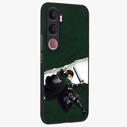 Emerald War Vanguard Glass Case upright view showcasing dramatic warrior artwork with bold fantasy theme.