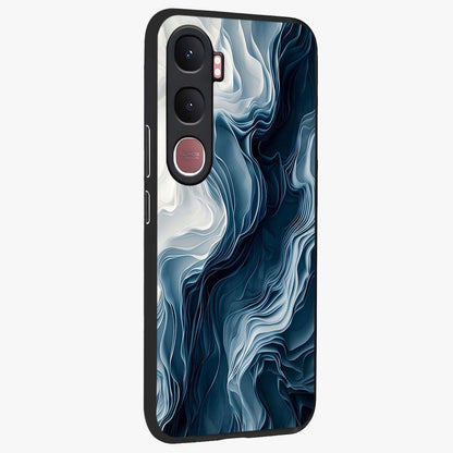 Ethereal Paper Marble Glass Case upright view showcasing smooth marble artwork with refined minimalist theme.