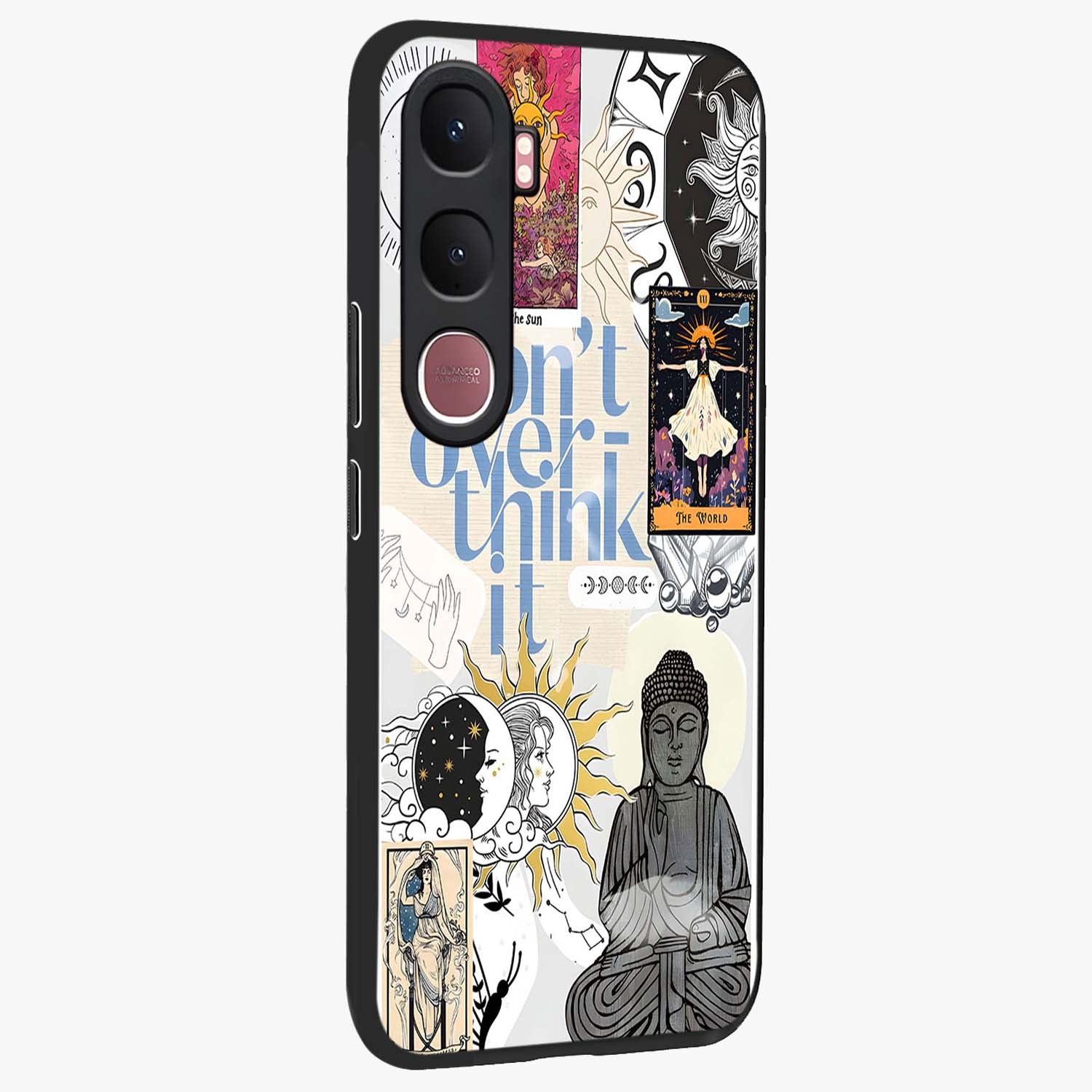 Ethereal Thoughts Glass Case upright view showcasing delicate artistic composition with peaceful dreamy theme.