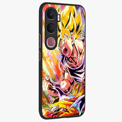 Firing Goku Glass Case upright view showcasing energetic anime artwork with bold warrior theme.