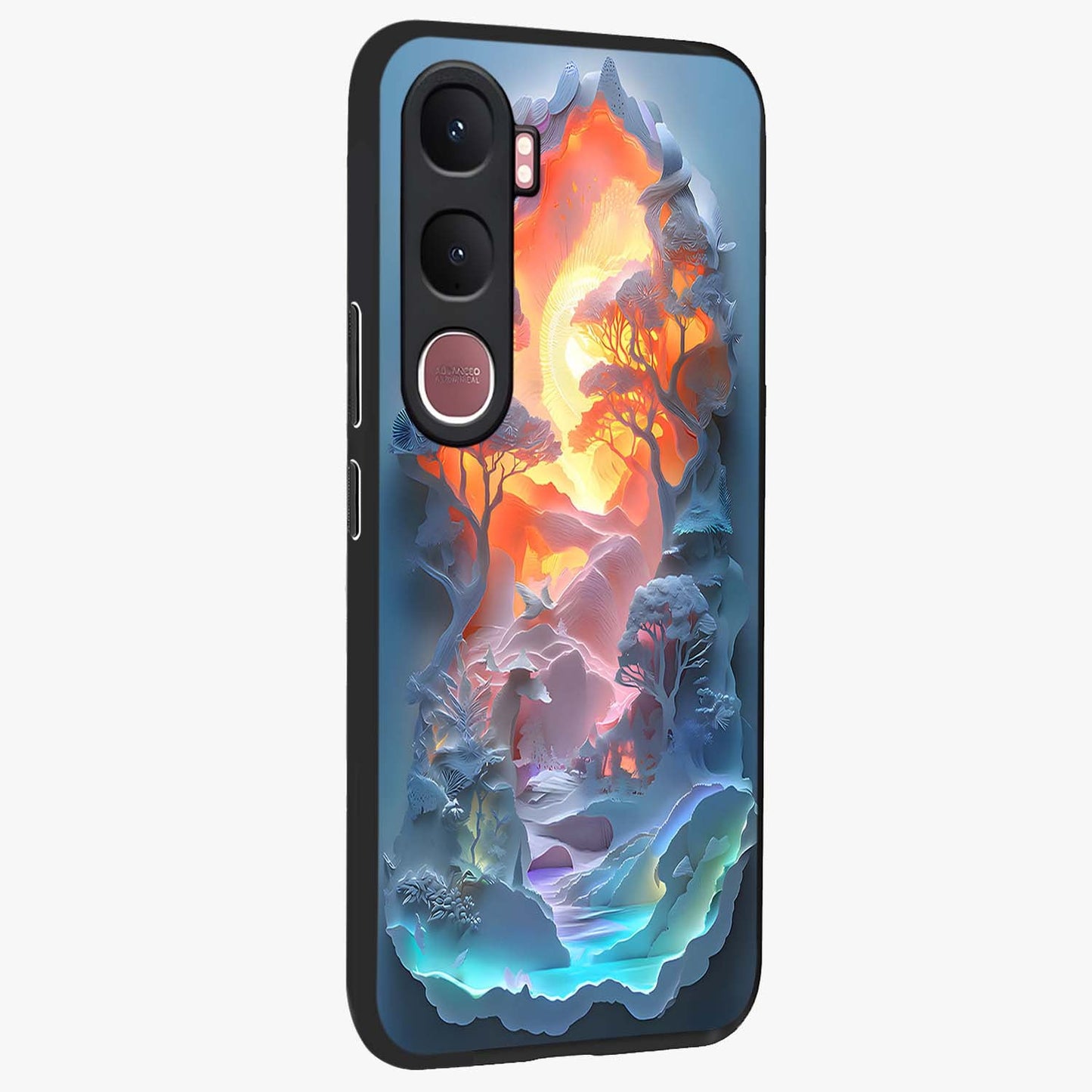 Glow Forest Portal Glass Case upright view showcasing enchanted forest portal artwork with fantasy nature theme.