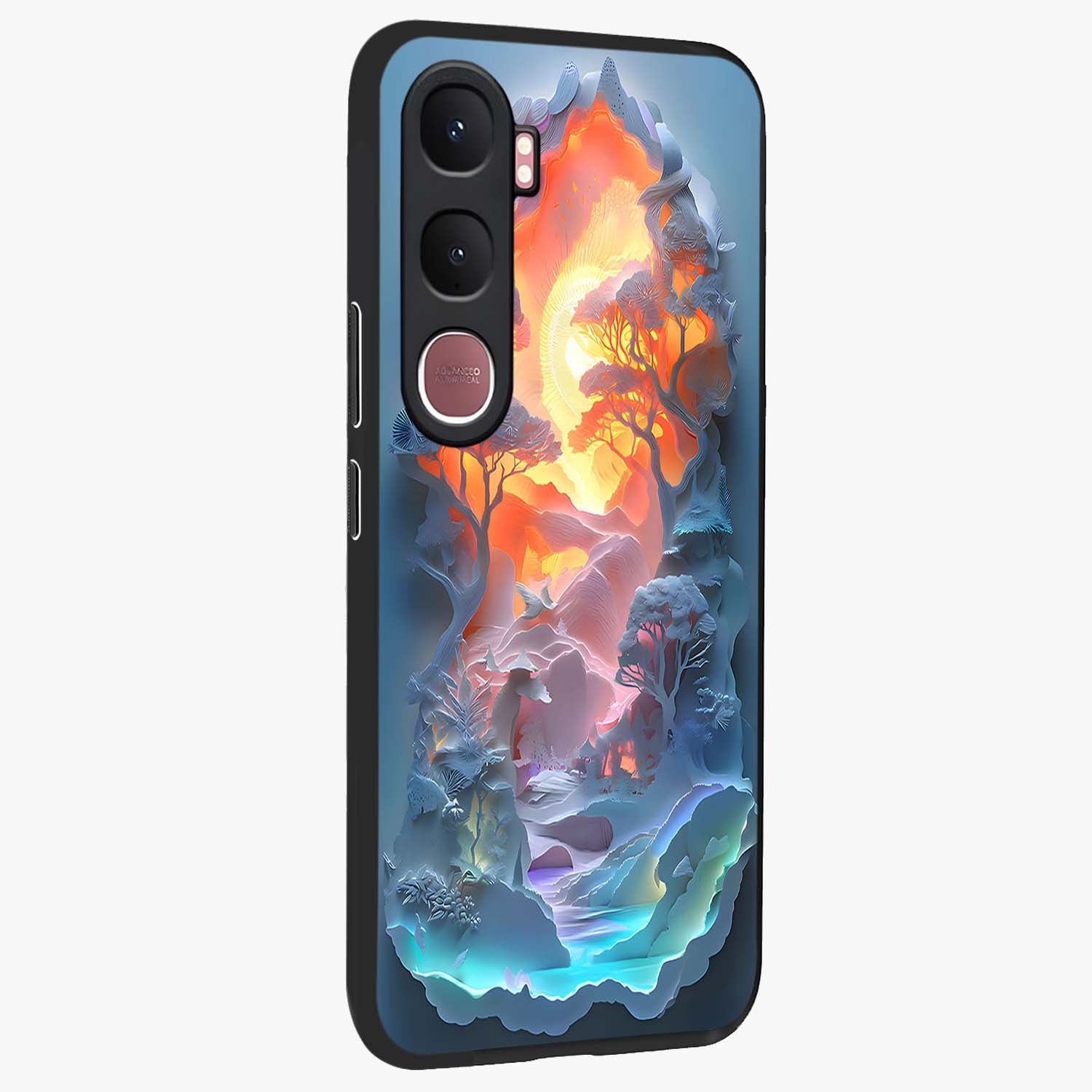 Glow Forest Portal Glass Case upright view showcasing enchanted forest portal artwork with fantasy nature theme.