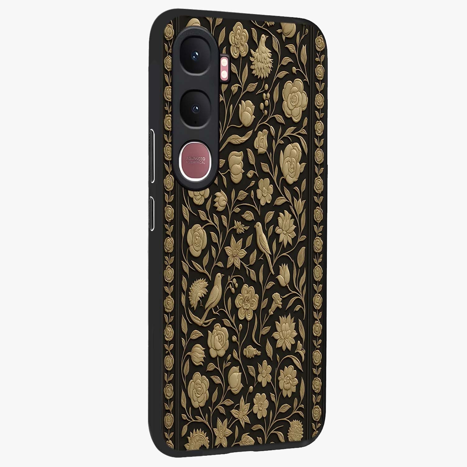 Golden Evil Eye Mandala Glass Case upright view showcasing decorative evil eye mandala artwork with spiritual aesthetic style.