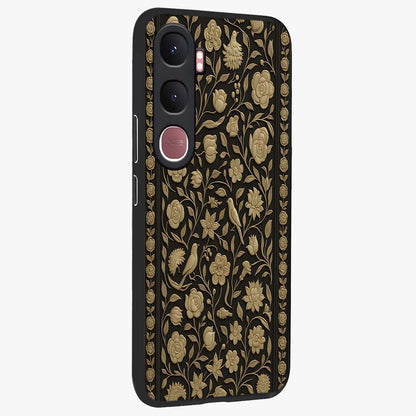 Golden Evil Eye Mandala Glass Case upright view showcasing decorative evil eye mandala artwork with spiritual aesthetic style.