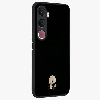Midnight Panda Love Glass Case upright view showcasing charming panda artwork with playful romantic theme.