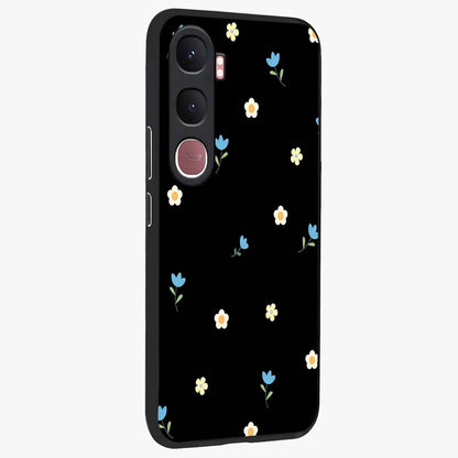 Minimal Petal Whispers Glass Case upright view showcasing elegant floral artwork with modern minimalist style.