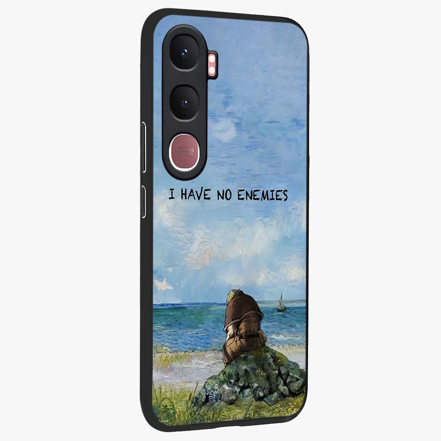 Peace Beyond War Glass Case upright view showcasing powerful peace symbol artwork with inspirational theme.