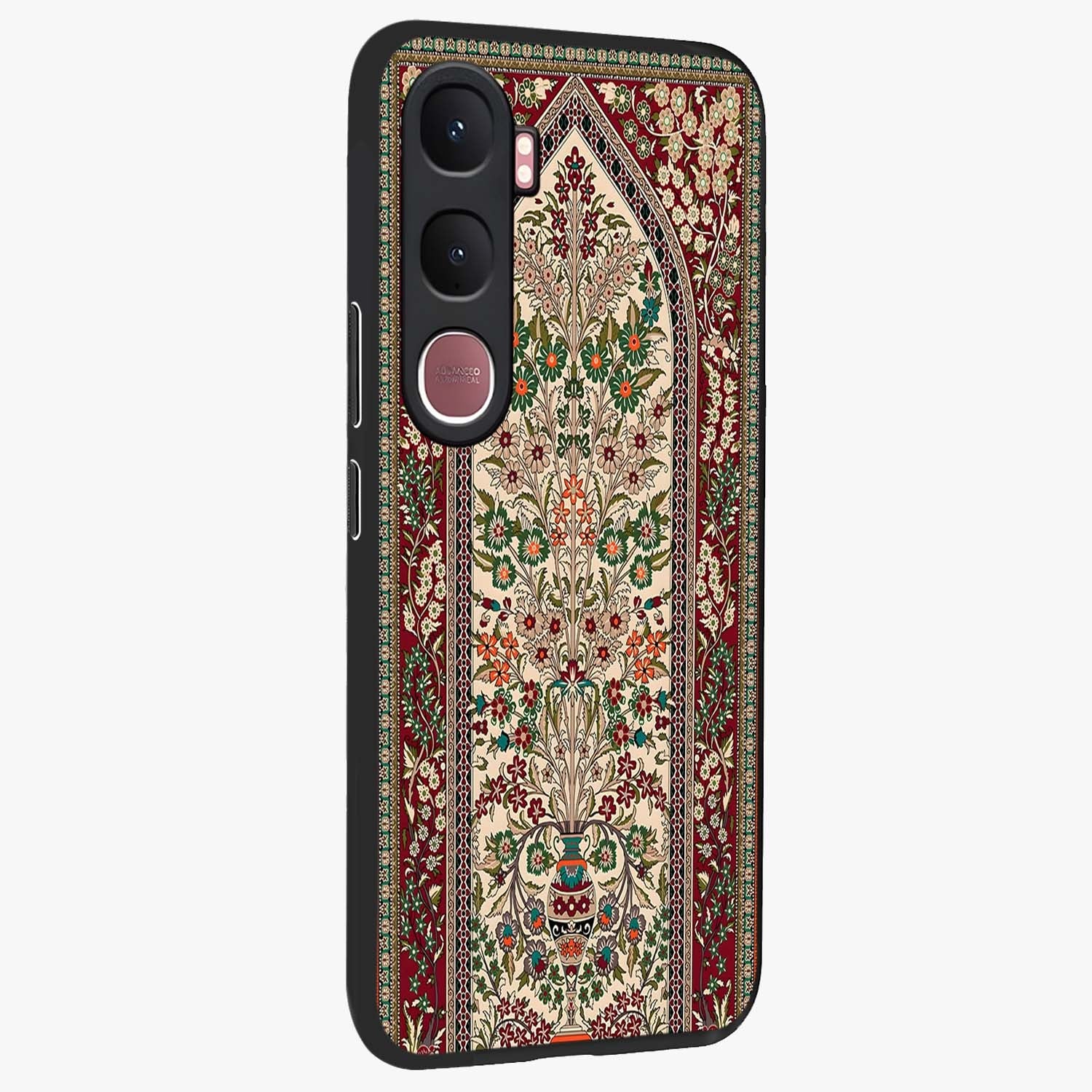 Persian Inspired Glass Case upright view showcasing decorative Persian artwork with rich heritage theme.